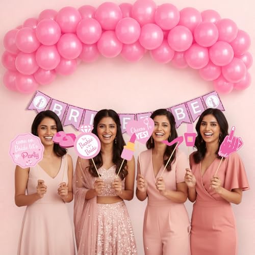 Image of Party Propz Bride To Be Banner Decorations Set - 88 Pcs Bridal Shower Decoartion Kit with Balloons, Banner & Photobooth Props, Bride To Be Props (Cardstock, Latex)