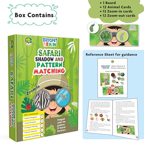 Image of Jungle Animals Sorting Game, Bright Brain Safari Shadow & Pattern Matching Puzzle for Kids, Montessori Educational Toy, Ages 3+, Birthday Gift for Toddler Boys and Girls