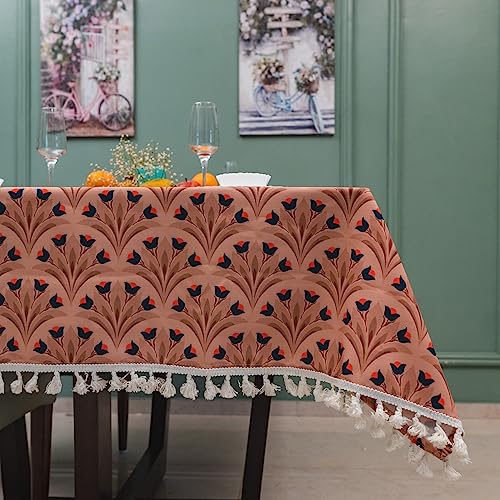 Image of Urban Space Sicilia Table Linen Collection - Premium Water & Stain Resistant Dining Table Cover for 6 Seater, Anti Skid Table Cloth for Center Table, 1 Piece (Chocolate Bouquet, 52 inchx 92 inch)