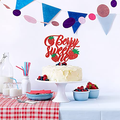 Halawawa Berry Sweet One Cake Topper, Strawberry Theme Birthday Baby Shower Gender Reveal Party Cake Decor, Fruit Sign Sweet One Girls 1St Birthday Party Supplies #TOP3