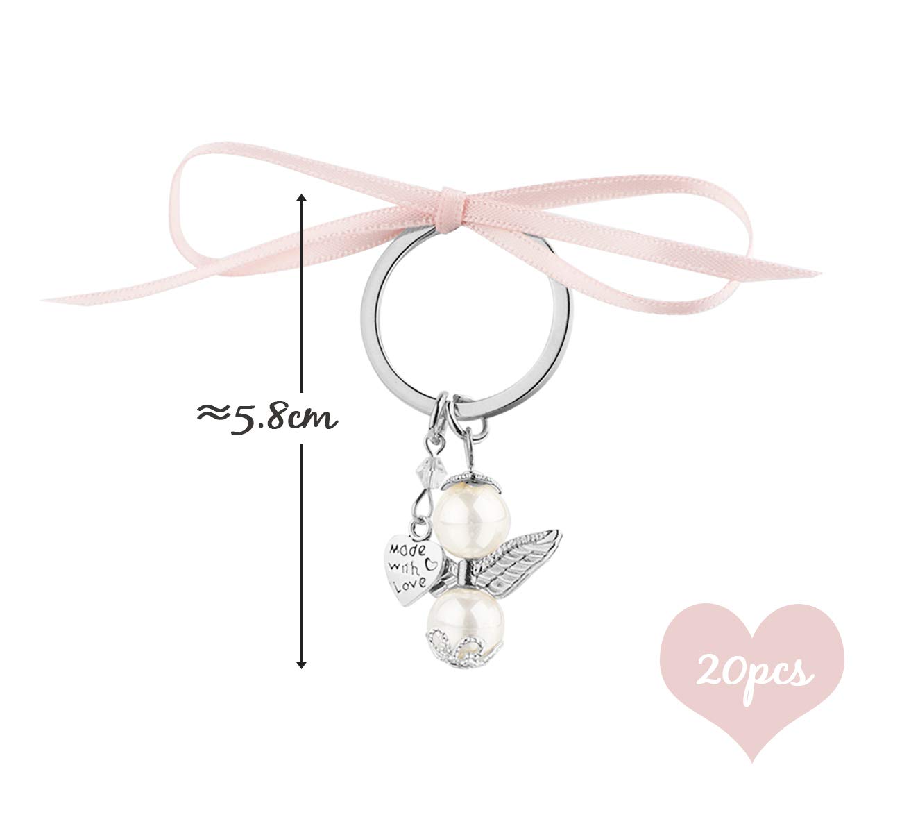 24 Stück Schutzengel Schlüsselanhänger Mit Organza-Beuteln & Kärtchen – Für Hochzeiten, Taufen, Weihnachten, Gastgeschenke