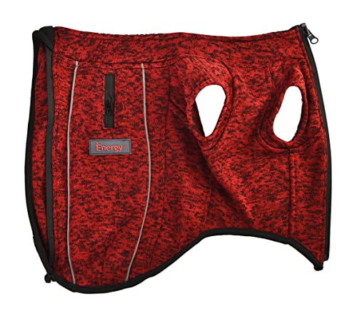 iEnergy™ OSC isolierende und warme Outdoor-Hundejacke mit Fleece-Innenfutter, windabweisender, ultraleichter und reflektierender Hundemantel, Ganzjahres-Hundeviespullover (Rot, Extra, Extra Groß)