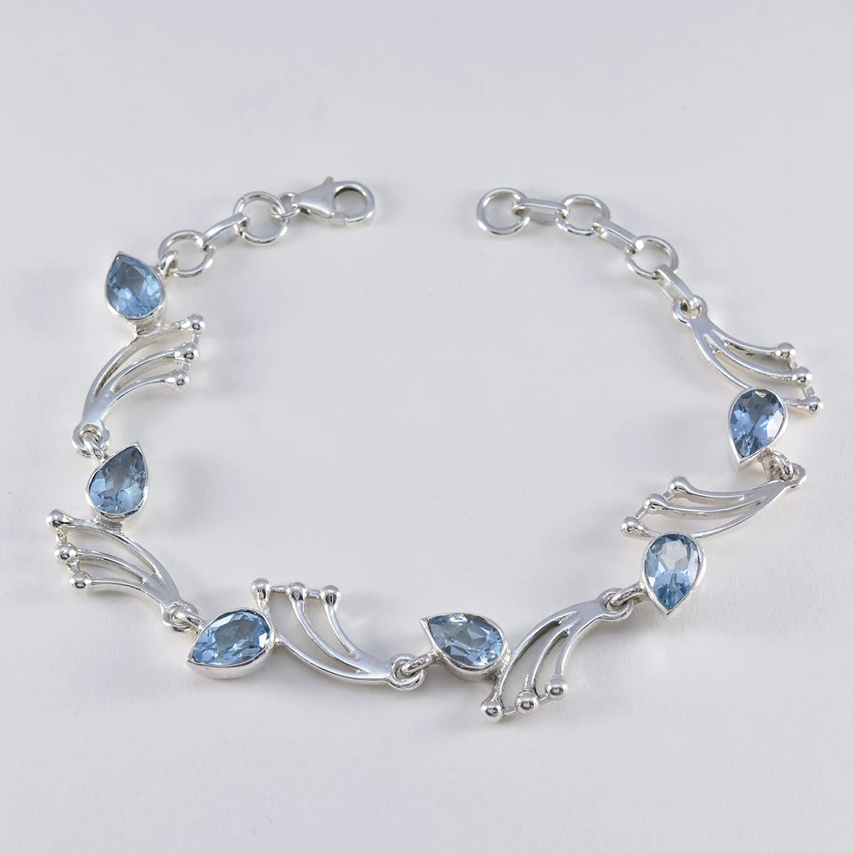 925 Bracciale in argento sterling Topazio blu Pietra preziosa Mese di dicembre Bracciale astrologia Sagittario - gioielli unici Link Charm Bracciale regalo per amico