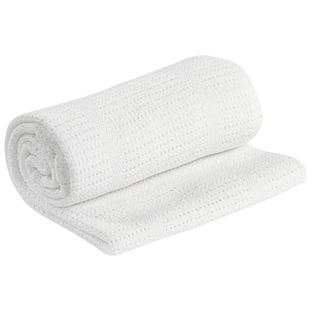 Adore Home 100% Cotton Cellular Soft Baby Blanket for Cot Pram Moses Basket, White, 60x90cm