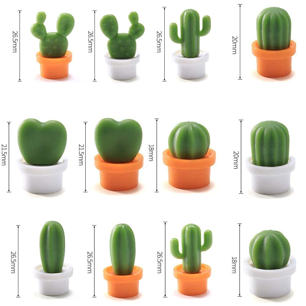UEB 6pcs Calamite da Frigo a Forma di Cactus in Vaso Magneti per Lavagna e Frigorifero Calamite per Lavagna Magnetica Decorazione della Parete del Soggiorno (Vaso arancione