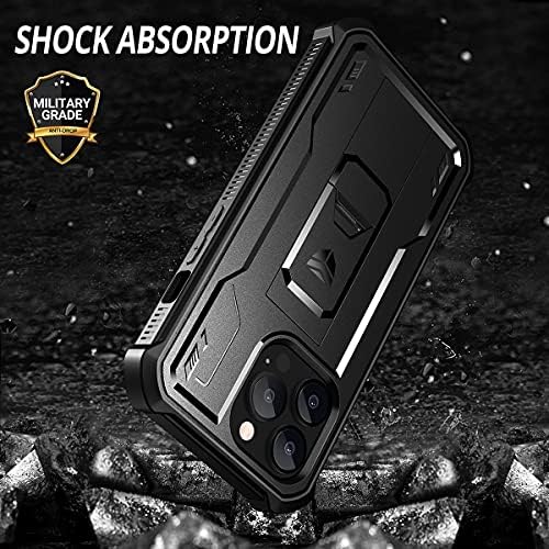 Dexnor for iPhone 13 pro Case, [Built in Screen Protector and Kickstand] Heavy Duty Military Grade Protection Shockproof Protective Cover for iPhone 13 pro - Black