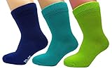 vitsocks Calcetines Algodón 98% Talla 23-34 Niño/a (3 PARES) Colores Suaves, verde azul turquesa, 23-26