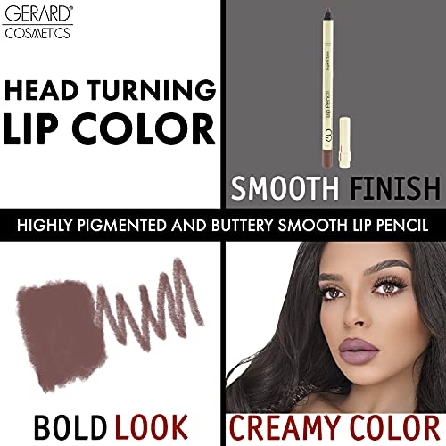 Gerard Cosmetics Lip Pencil - Adds Depth To Neutral Colors - Enhances Lip Shape And Prevents Lipstick Feathering And Smudging - Applies Smooth And Stays Put All Day - Sugar And Spice - 0.04 Oz #TOP4