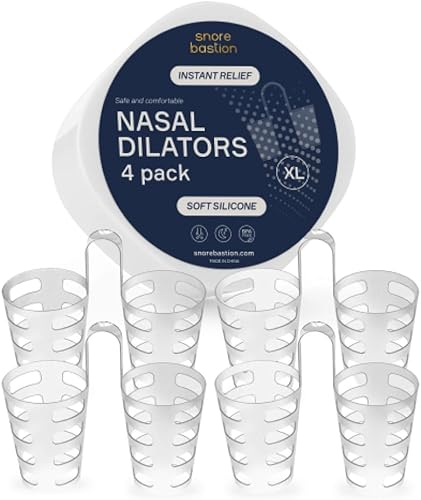 Dilatadores nasales para dormir – 4 de los conos nasales de silicona suave XL (XL) – Abridor de fosas nasales – Expansor nasal para respirar –