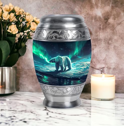 Image of Polar Bear Urn Human Ash Adult - Cremation Urns - Urn for Ashes Adult Male - Urns for Burial - Memorial Urns for Male & Female - 1 Large & 2 Small - Funeral Urns for Ashes Adult