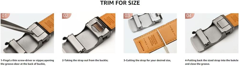 CaddyTek Golf Belt for Men Shiny Edition, Genuine Leather No-Hole Ratchet Belt Set with Micro-Adjust Track, 3 Belts & 3 Buckles, Mens Golf Accessories - Image 3