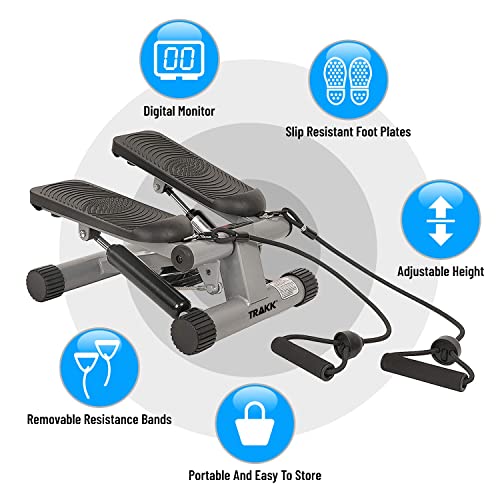 Image of TRAKK Fitness Mini Stepper - Stair Stepper for Home, Exercise Step Platform, Workout Equipment with Resistance Bands