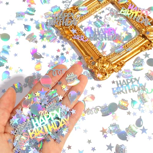 Larrel Happy Birthday Konfetti, Bunt Glitzernde Tischdeko 15g Geburtstag Tischdeko Geburtstagskonfetti Happy Birthday Streudeko für Jungen, Mädchen Schillernde Partydekorationen