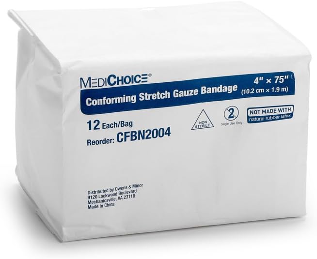 MediChoice Conforming Stretch Bandage, Non-Sterile, Single Use Only, 4x75 Inch, White, 1314CFBN2004 (Case of 96)