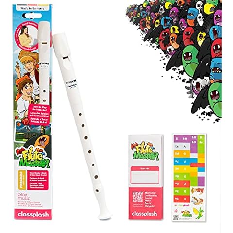Classplash Flute Master - Anfänger-Set mit Lern-App, Sopranblockflöte, Sticker-Set, eBook, Tasche, Reiniger - Perfektes Geschenk für Kinder - Einfach Blockflöte lernen - In Deutschland hergestellt Cover