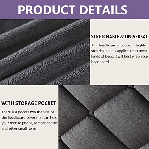 Headboard Covers Slipcover, Stretch Bed Headboard Covers, Small Square Jacquard Dustproof Protector Cover for Upholstered Headboard (Milk White, Queen Headboard Length ( Color : #32 , Size : 140cm/55i