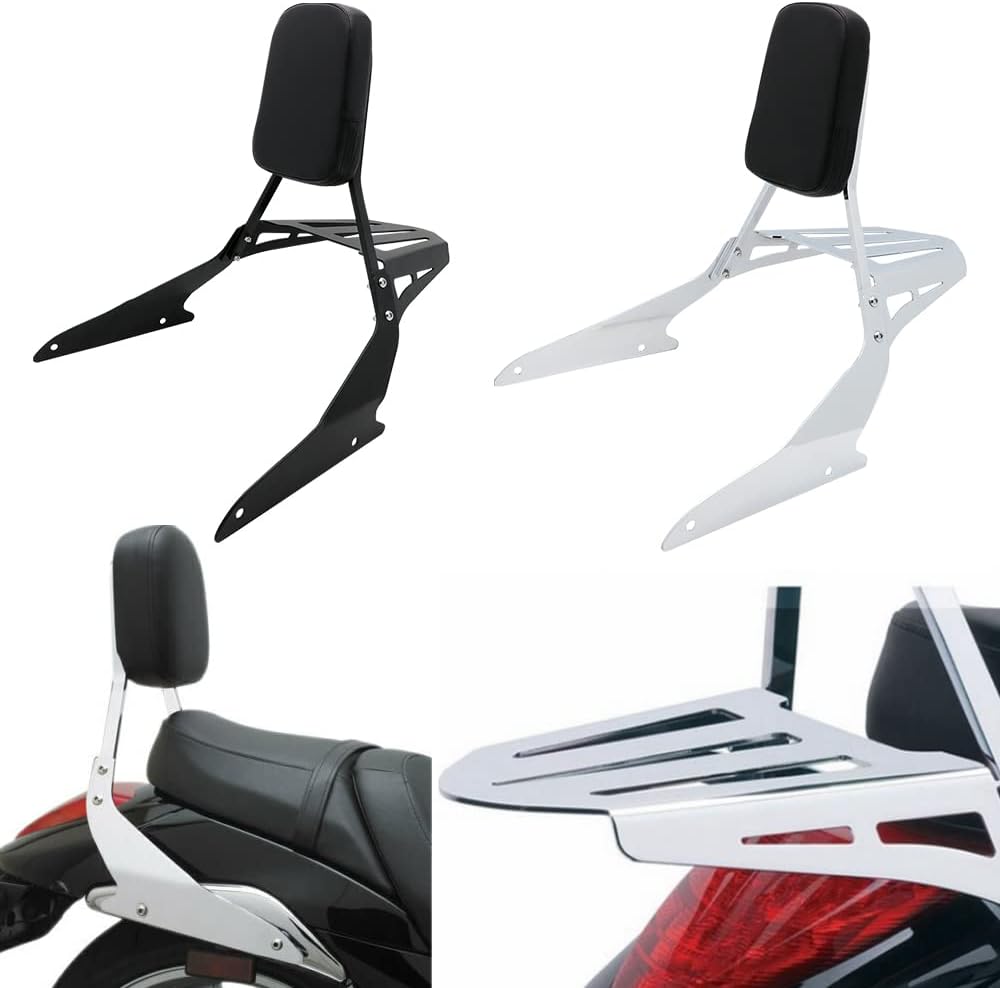 Passenger Backrest Sissy Bar With Luggage Rack Backrest Pad Fit For 2006-2014 SUZUKI BOULEVARD M109R 2007-2009 M109RZ L 2008-2009 M109R2 2011-2012 M109R L Edition 2015-2023 M109R Boss,Chrome