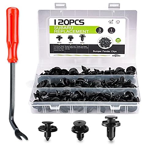 Angooni 7mm 8mm 10mm Compatible with Subaru Push Retainer Clips | Stronger Than Original OEM, 120PCS Fastener Rivet Clips Nylon Bumper Automotive Kit with Fastener Remover Tool Cover