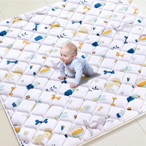 Image of Premium Foam Baby Play Mat 50" X 50", Thicken One-Piece Crawling Mat, Non-Slip Cushioned Activity PlayMats for Infants, Babies, Toddlers, Play & Tummy Time