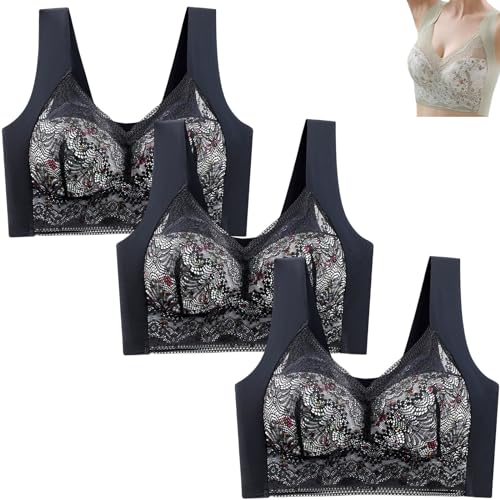 Soutien-Gorge Push-up sans Armature Gilet Dos Dentelle Sexy Femme Taille XL