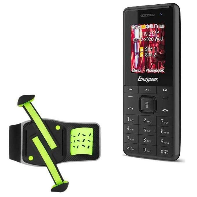 BoxWave Holster Compatible with Energizer E3 - FlexSport Armband, Adjustable Armband for Workout and Running - Stark Green