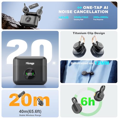 Q28 Mini Hidden Wireless Lavalier Microphone, Noise Cancelling/Mute/Reverb, Compact Clip on Microphone Wireless for Android & iPhone15/16/17(USB-C Plug), Charging Case, Video Recording Lapel Mini Mic — view 2