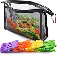 KEYBOO 48 Pcs Clothes Pegs for Washing Line with Bag, Clothes Pegs Extra Strong, Washing Line Pegs Basket Laundry Pegs, Plastic Clothes Peg and Bag Set for Clothing Outside Home and Garden