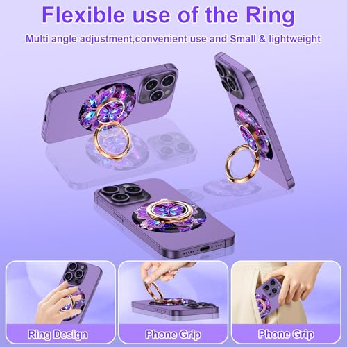 Image of Magnetic Phone Ring Holder for MagSafe Grip,[Super Magnet],Stylish 360 Rotation Cell Phone Grip Stand Finger Ring Kickstand for iPhone 17 16 15 14 Pro Max,iPad and Smartphones,Butterfly
