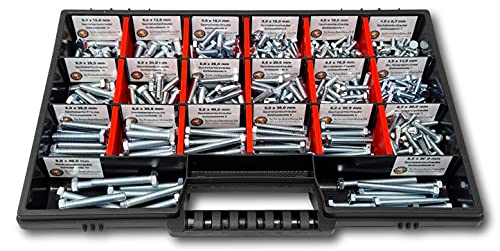 Sechskantschrauben Sortiment M4-M5-M6 // 8mm-50mm 350 tlg. Schraubenbox DIN 933 Vollgewindeschrauben Maschinenschrauben Gewindeschrauben Sechskantschrauben