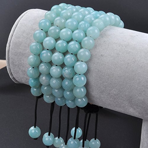 Image of MASSIVE BEADS Natural Healing Power Gemstone Crystal Beads Unisex Adjustable Macrame Bracelets, 6mm, Stone, Amazonite
