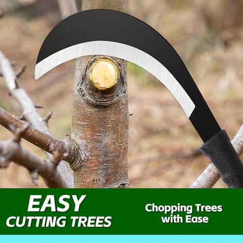 ZOOM.LZ Weeding Sickle Machete Garden Tool Brush Clearing Sickle with Carbon Steel,Thick Blade Gardening Sickle Machete for Yard Work,Harvest Knife,Farm Tool - Thumbnail 5