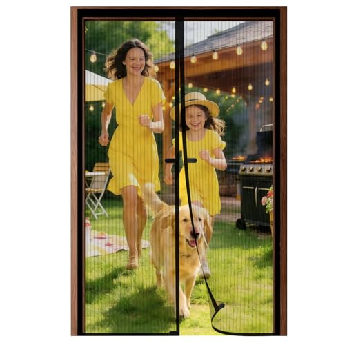 Fliegengitter Balkontür Magnet 80x220 cm – ohne bohren, selbstschließend, Magnetvorhang mit Insektenschutz, lichtdurchlässig & reißfest, für Wohnzimmer, Keller, Terrasse, Schwarz, Sondergrößen