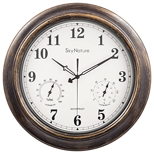 Ampio quadrante facile da vedere: questo orologio da esterno misura 45,7 cm di altezza per 45,7 cm di larghezza e 6,3 cm di profondità. Il quadrante dell'orologio presenta numeri alti 3,8 cm per una facile visibilità. Meccanismo dell'orologio ad alta coppia con lancette in metallo che spuntano ore, minuti e secondi. Il foro integrato consente un facile montaggio dell'orologio da parete