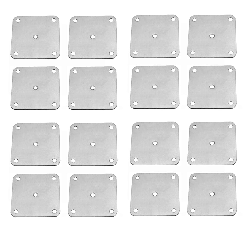 16PCS Square Flat Mounting Plate Fixed Bracket Leg Mounting Plate Connector for Furniture Sofa Wooden Leg 80x80mm Silver (Model A)