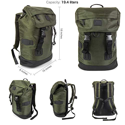XRAY Duffle Backpack Large Canvas Retro Rucksack Travel Hiking Mountain Overnight Weekend Bag for Men and Women (Dark Olive/Black)