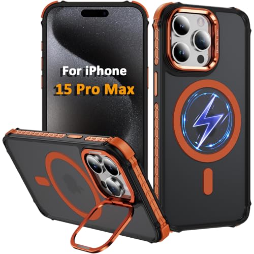 Coque iPhone 15 Pro Max antichoc avec support rotatif et protection MagSafe