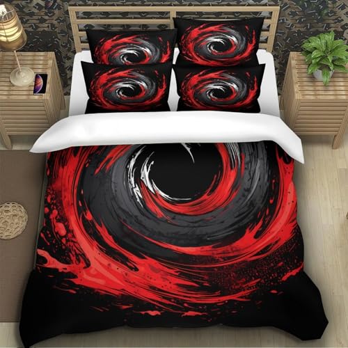 Housse de couette 3D microfibres RedSwirl parure 135x200cm