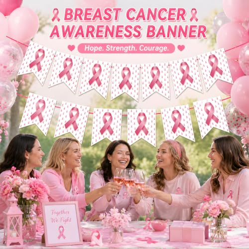 Image of Breast Cancer Decorations - Pink Ribbon Breast Cancer Awareness Banner