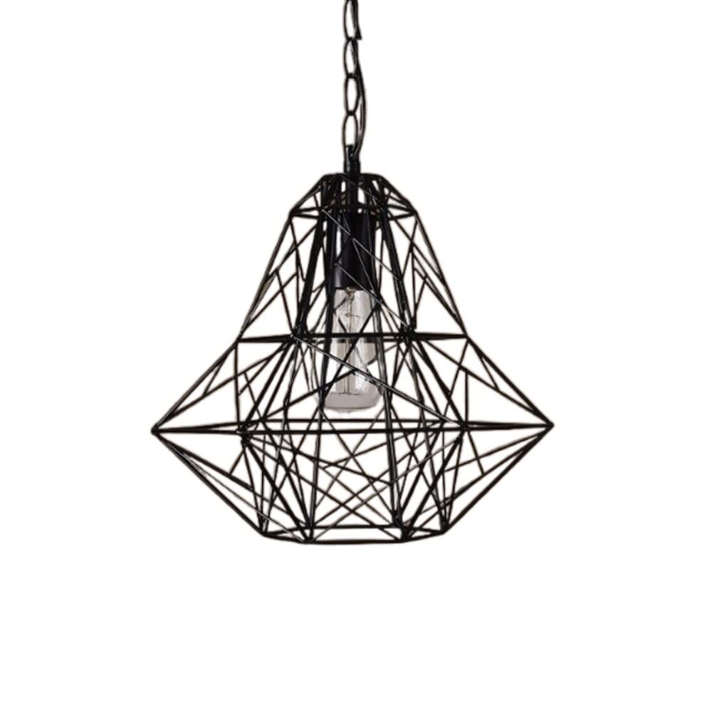 Lustre creux en fer noir de style rétro haut de gamme avec base E27 et finitions soignées