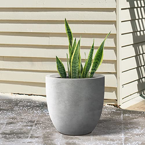 Image of Kante Large Round Bowl Pale Gray Concrete Planter 18 inch Dia, Outdoor