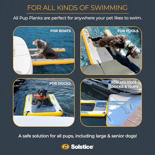 SOLSTICE Inflatable Pup Plank, Dog Water Ramp for Boats and Docks, XL, 200 lb Capacity - Floating Platform for Pets for Lake, River, Beach & Swimming Pool, Includes Pump, Patent-Protected Design