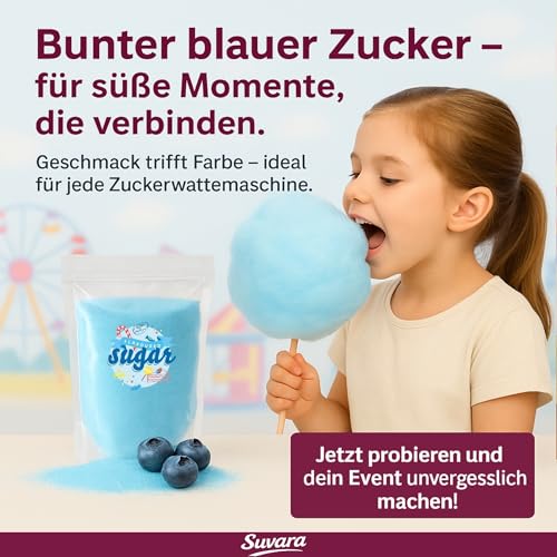 500G Heidelbeer Zucker für Zuckerwatte Aromazucker Farbzucker Blau für die Zuckerwattemaschine mit Zuckerwattezucker – Bild 3