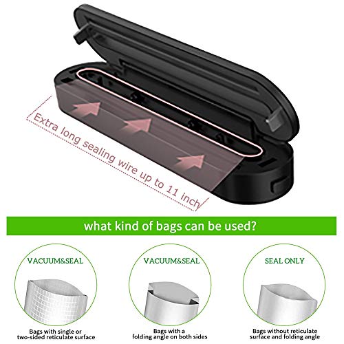 Vacuum Sealer Machine for Food Saver Storage, Automatic Food Sealers Vacuum Packing Machine Seal a Meal with 10 Vacuum Sealer Bags Starter Kit/Led Indicator Light/Dry & Moist Modes Food Preservation