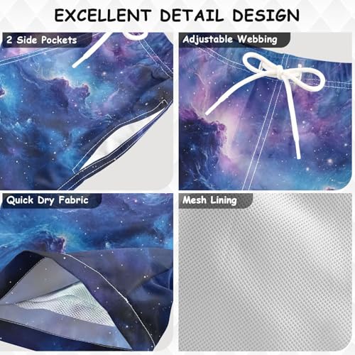 Pigsaly Boys' Swim Board Shorts Star Blue Purple Galaxy Boy's Swim Trunks Kids Swimwear 2T3