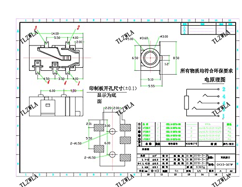 1000PCS 3.5mm Female Audio Connector PJ327 5Pin SMT SMD Headphone Jack Socket PJ-327F