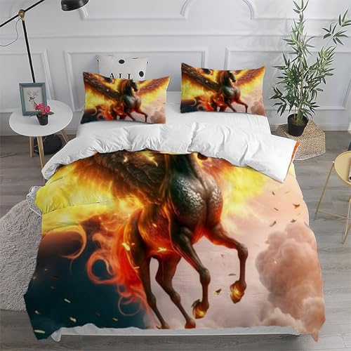 Housse de couette cheval flamboyant parure lit 3 pièces microfibre super king - 6