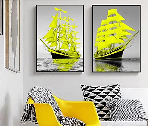 Affiches nordiques de voilier pour salon moderne | Lot de 2 impressions 50x70cm