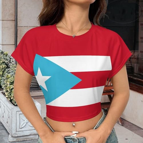 Virgin Islands Flag Crop Tops for Girls Summer Trendy Short T-Shirts 2025 Slim Fit2
