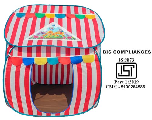 Image of Homecute Foldable Pop Up Hut Type Kids Toys Play Tent House for Boys and Girls (Medium Size Red-White)