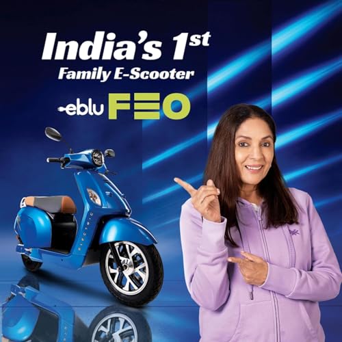 Image of eblu Electric Scooter Feo Typical Driving Range, 110km /per Charge Detachable Battery Top Speed 60 kmph, Jet Black